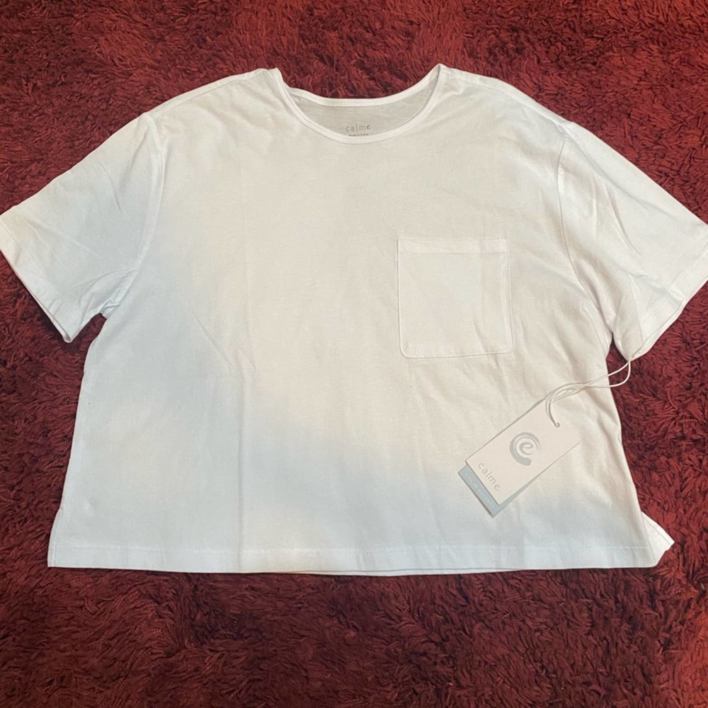 Calme by Johnny Was White Tshirt with Front Pocket